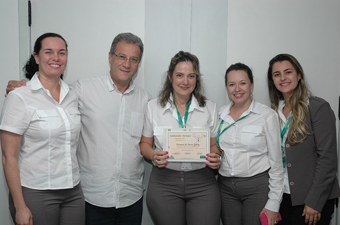 Renata Tostes, superintendente, o presidente João Paulino,  Rosi, Viviane Cândido, gestão de pessoas, e Karol Rodrigues