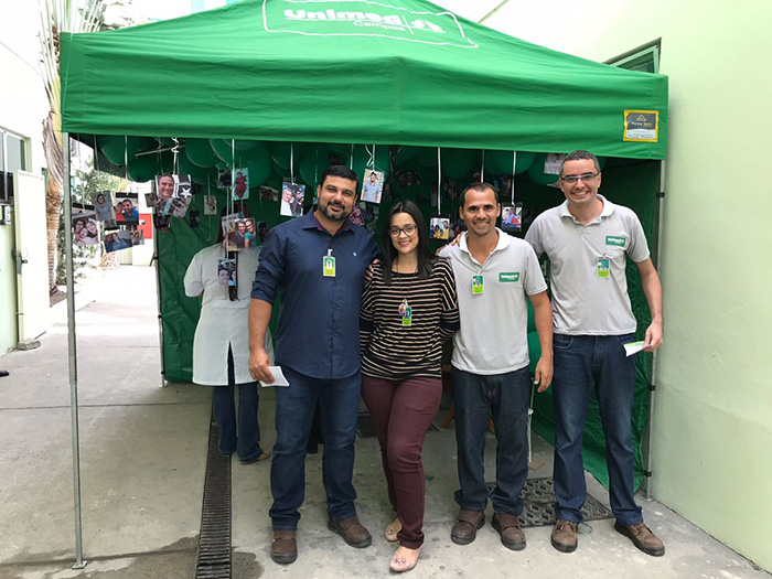 Colaboradores do setor de Segurança e Medicina do Trabalho reunidos na Campanha de Prevenção a Acidentes no trabalho