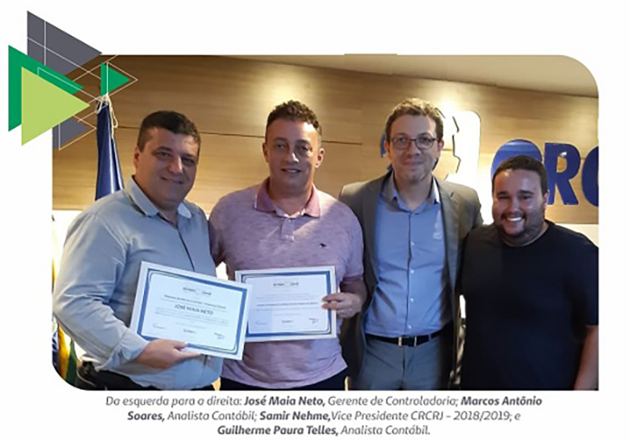  CRC – Gestores da Controladoria da Unimed Petrópolis receberam o certificado na sede do CRC-RJ