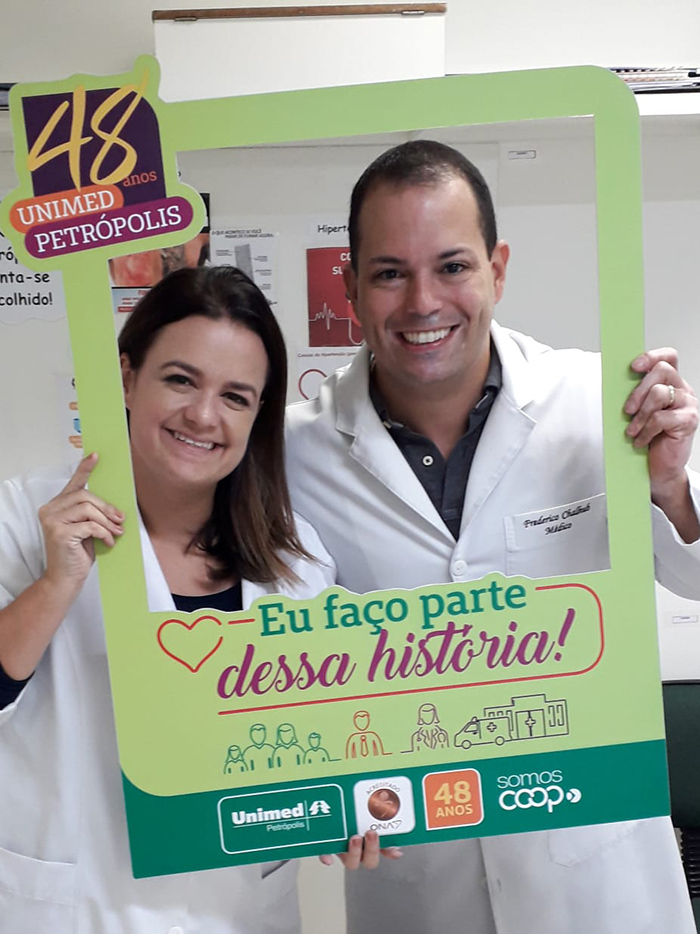 48 anos (101) – No hospital Unimed Petrópolis as equipes também curtiram a ação comemorativas de aniversário. 