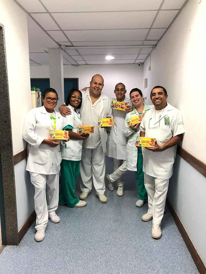 A equipe do 4º posto do Hospital Unimed agradeceu o carinho do paciente após a alta
