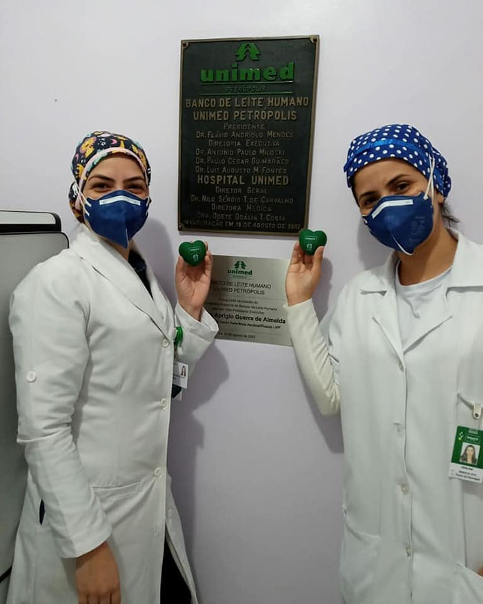 O banco de leite do hospital Unimed Petrópolis é credenciado pelo Ministério da Saúde.