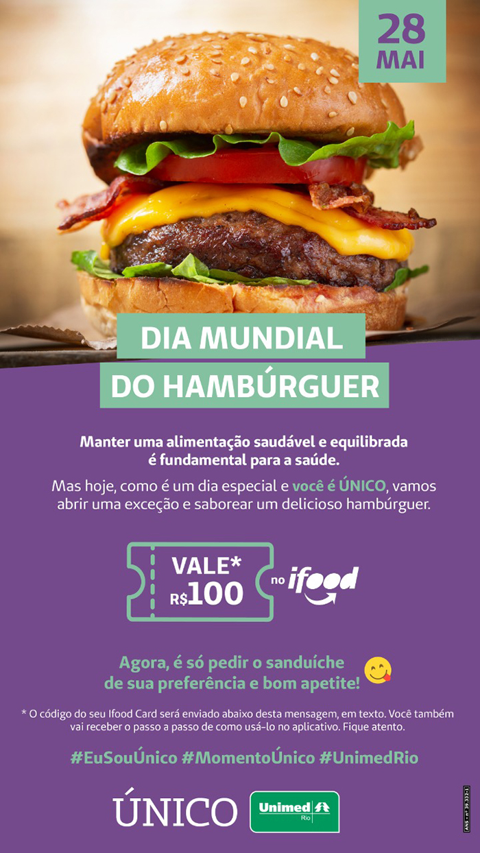 Peça promocional da ação do Dia do Hambúrguer